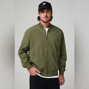 Fabletics The Don Everyday Bomber Jacket Olive Green Full Zip‎ Mens Size Medium